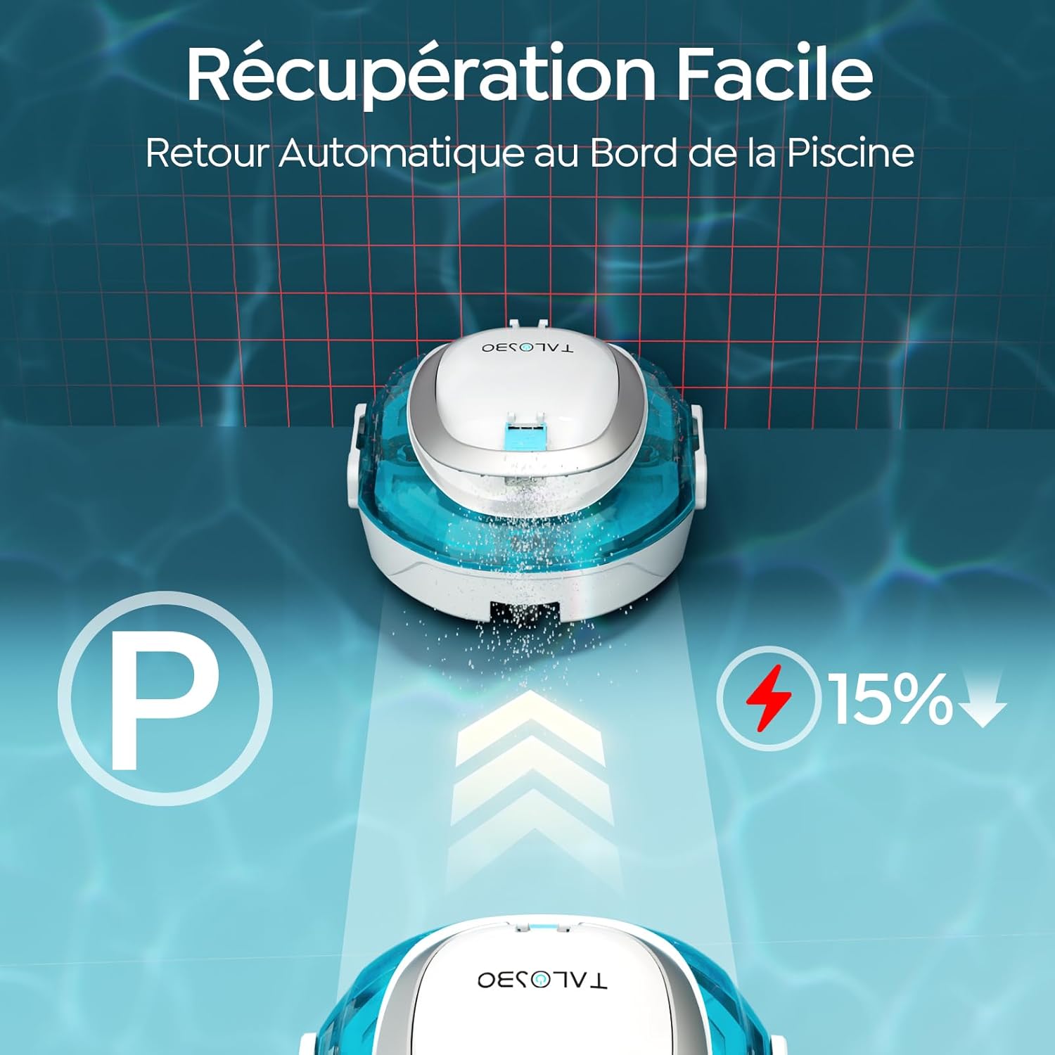 Robot piscine - S2 série - 80m² - double filtration, 90min autonomie