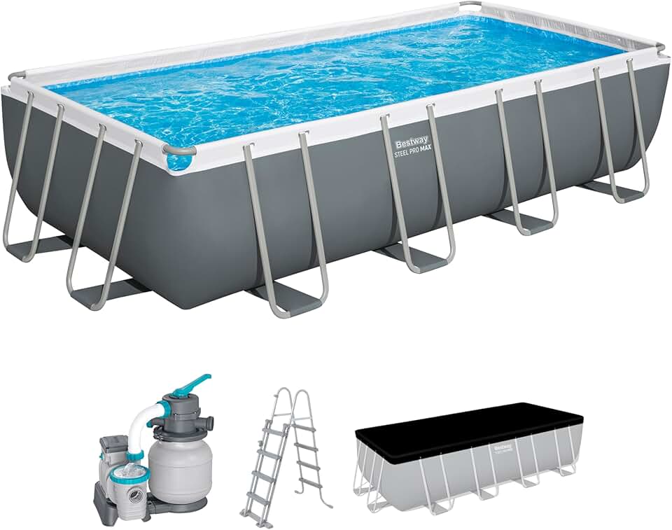 jardinito Steel Pro Max Kit Piscine Hors Sol - 549 cm x 274 cm x 122 cm - Gris foncé