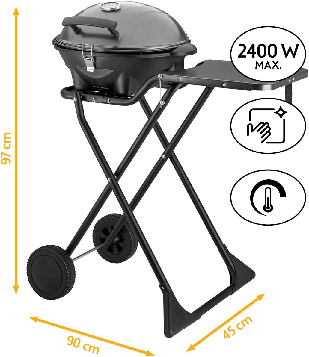 jardinito - Barbecue 2-en-1 pliable 2400W, couvercle, chariot, thermomètre - TZSFA5350-6