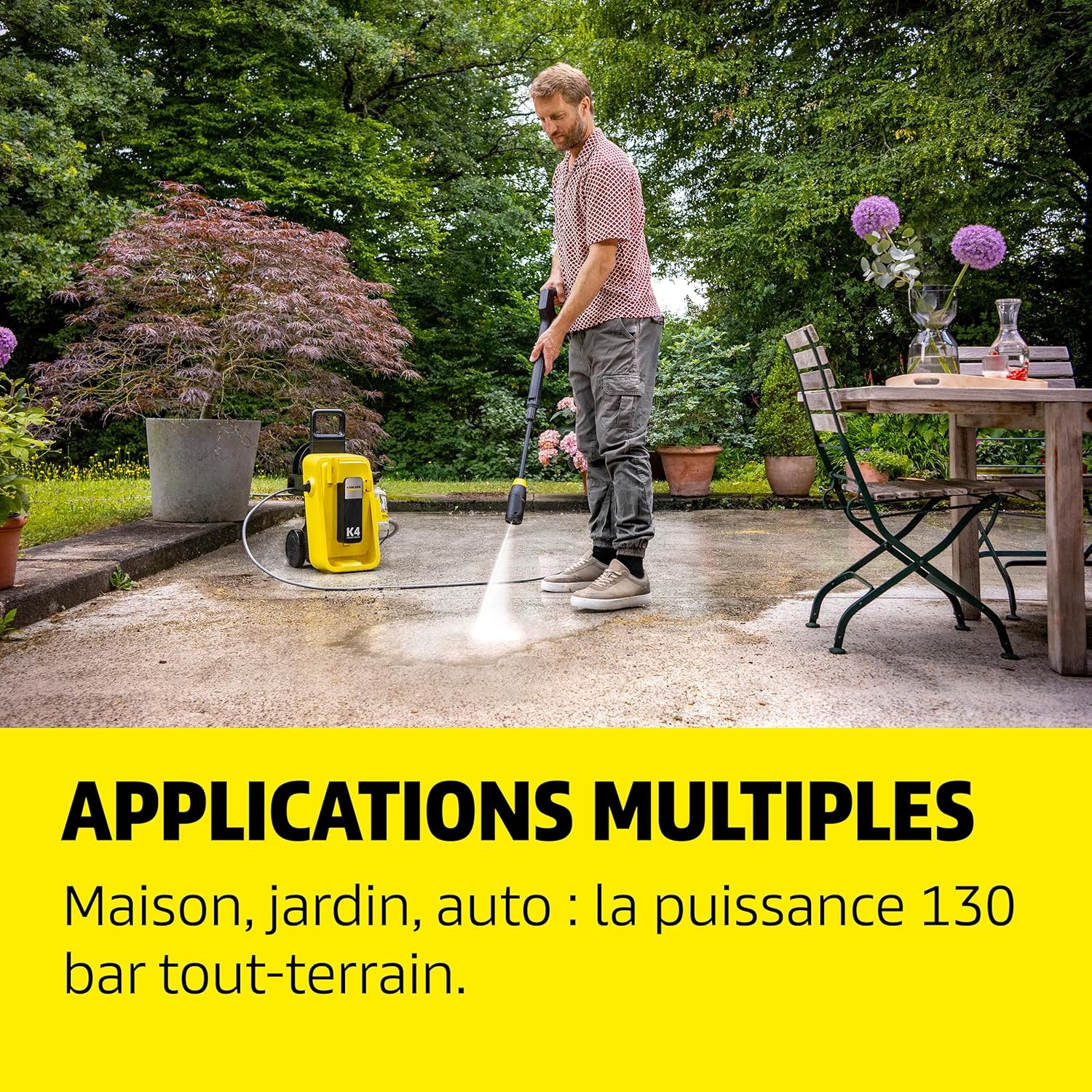 jardinito - K 4 Comfort Premium Home - 130 bar, 420 l/h, 30 m²/h, enrouleur, 4 jets