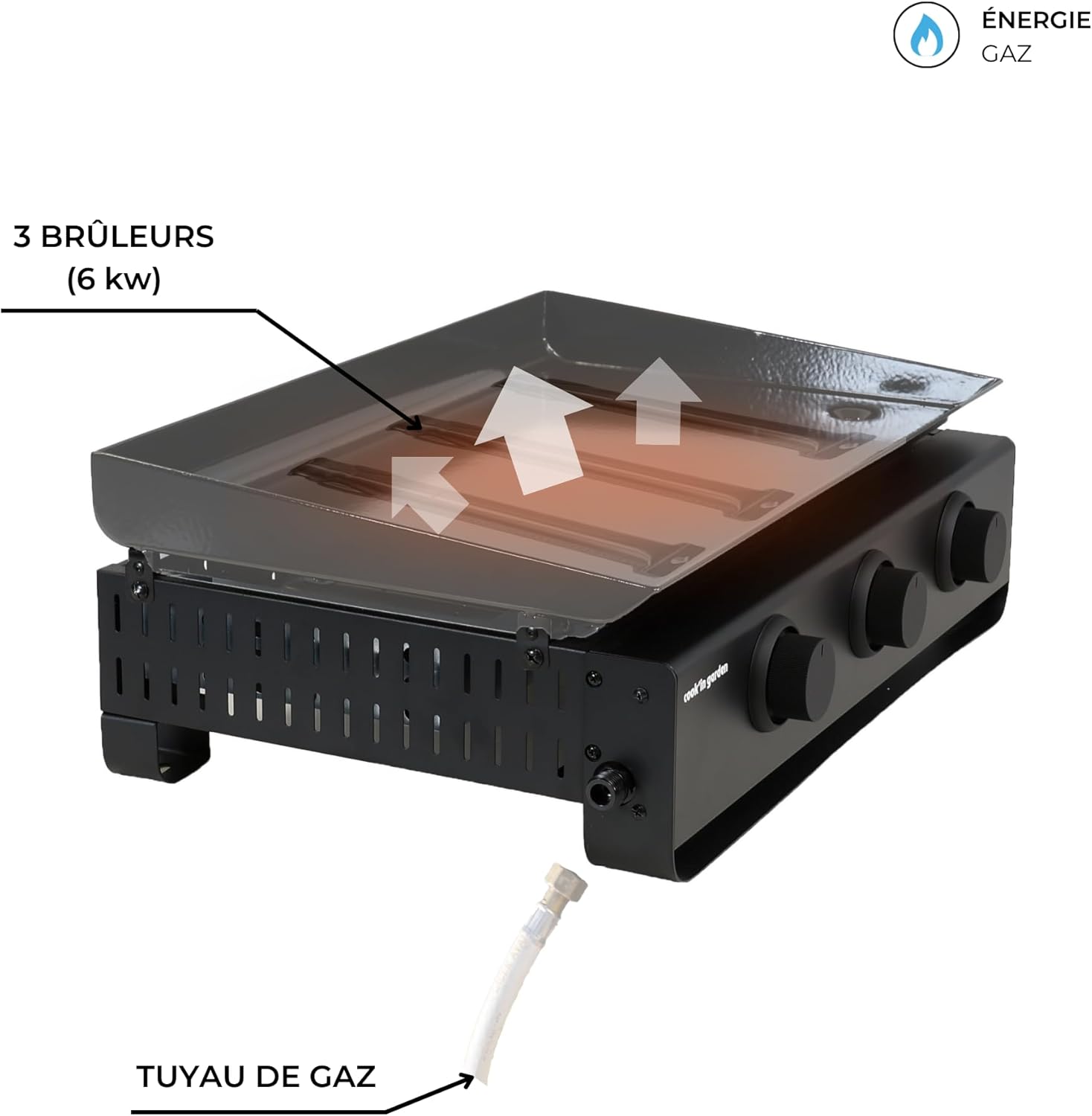 jardinito - Tempo 3 brûleurs - 6 kW - acier émaillé - bac amovible