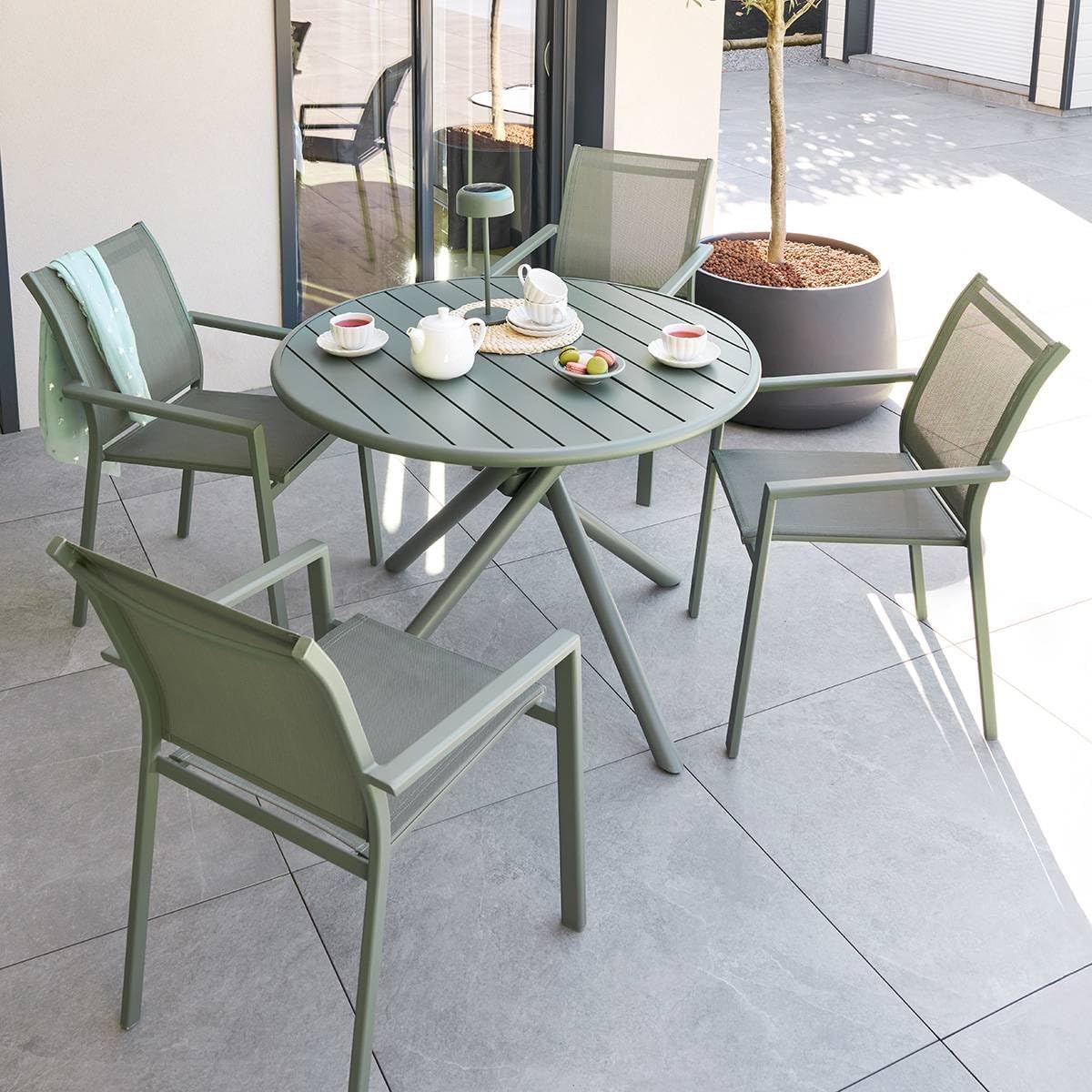 jardinito - Nebullia Table Jardin 4 places 105cm Vert Laurier