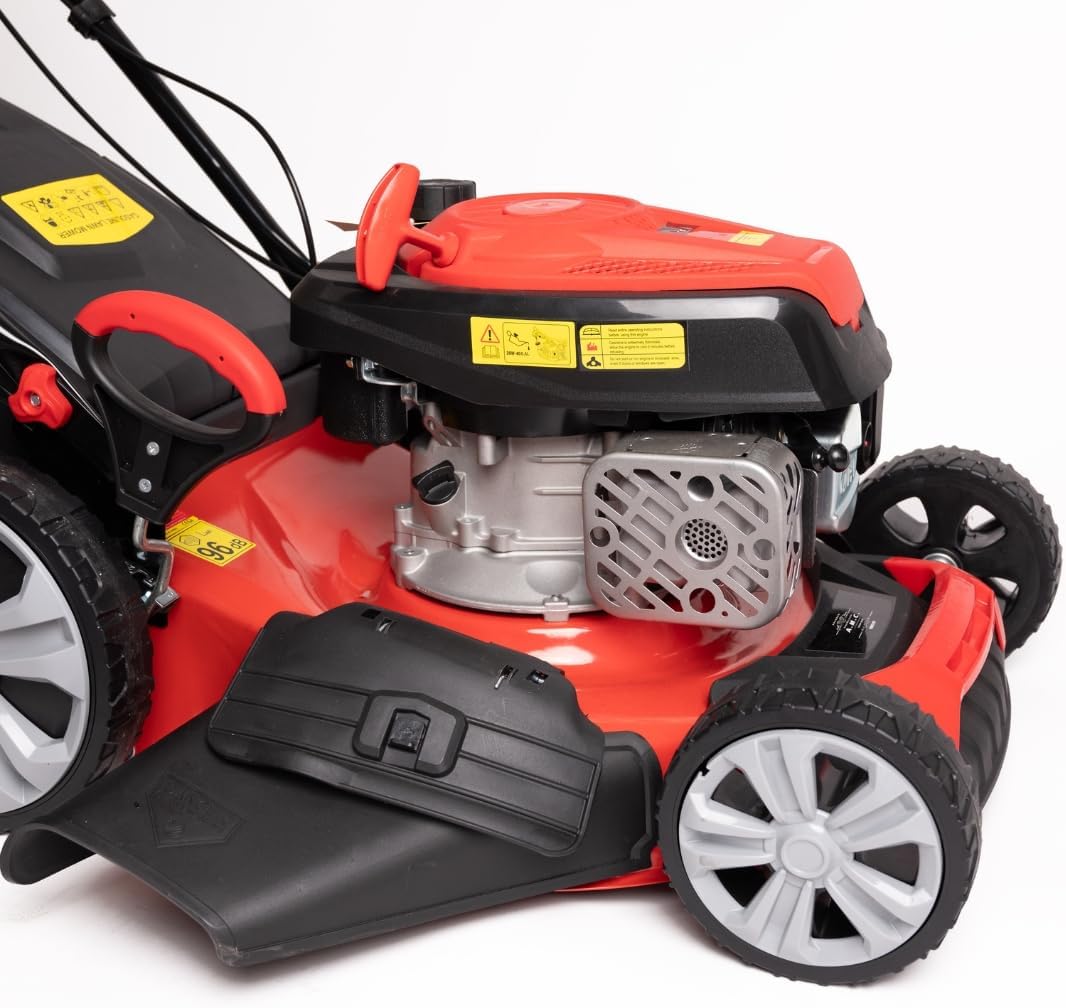 jardinito Tondeuse à gazon à explosion automotrice 4in1-4 CV, Tondeuse à gazon thermique autoportée - Moteur 170cc 4 temps avec autotraction - Largeur de coupe 51 cm - Mulching - Panier de collecte 60L