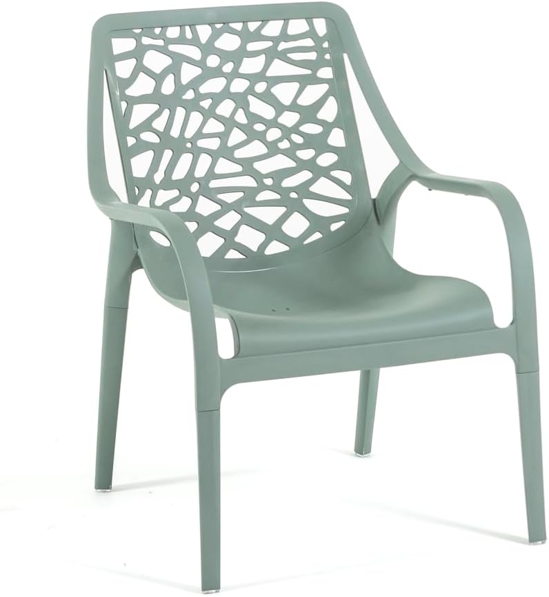 Salon de jardin - Maratea - 4 places, empilable, imperméable, vert sauge