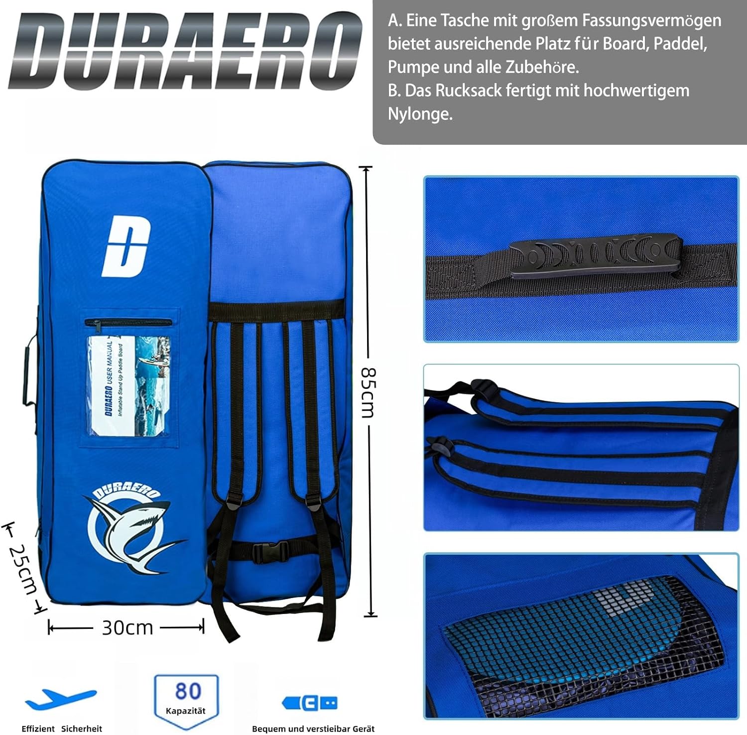 Planche de Stand Up Paddle Gonflable, 330x76x15 cm, kayak, 150 kg, kick-pad, caméra, camouflage Blue