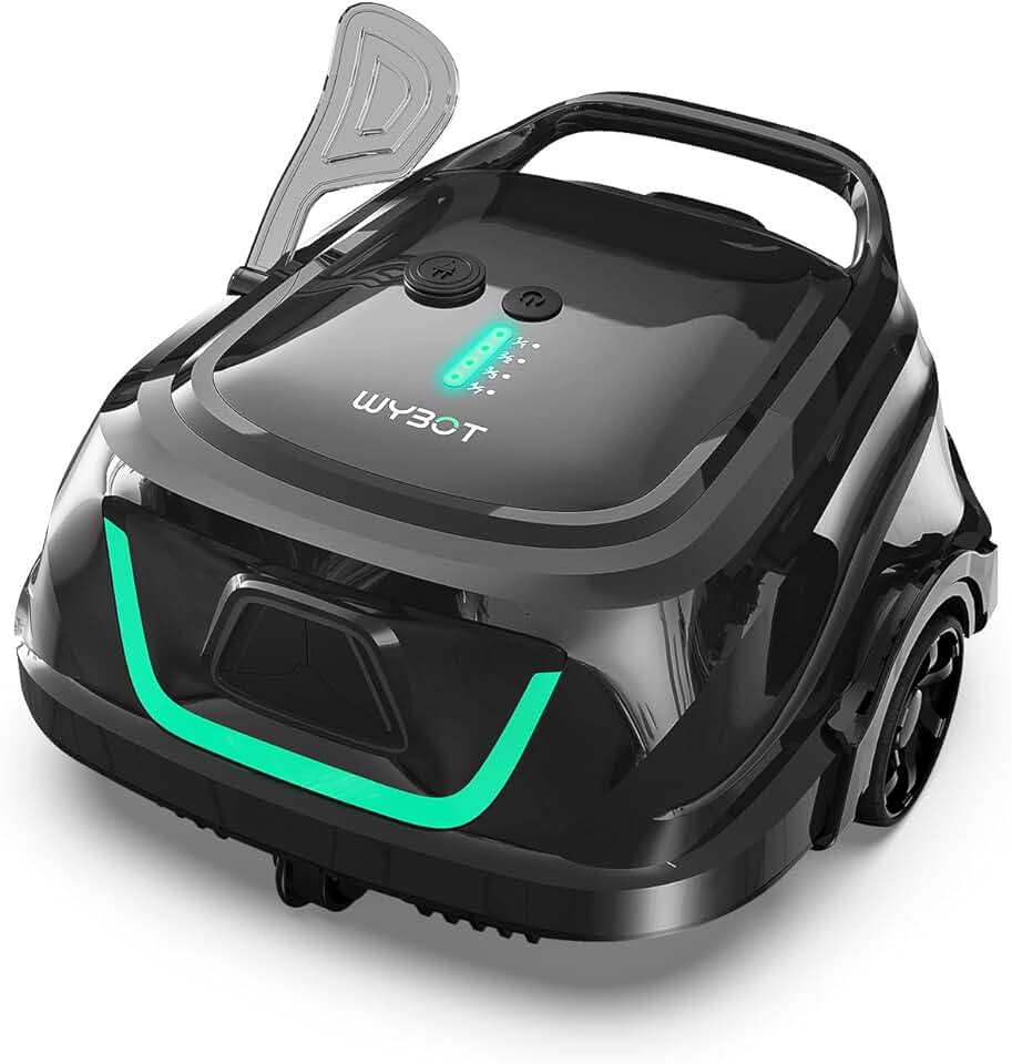 jardinito A1max Robot Piscine sans Fil pour Piscines Hors-Sol, Aspirateur Automatique, Robot Piscine 130 Min Autonomie, Double Filtration, LED, Charge 2h, 4 Modes,Vert forêt