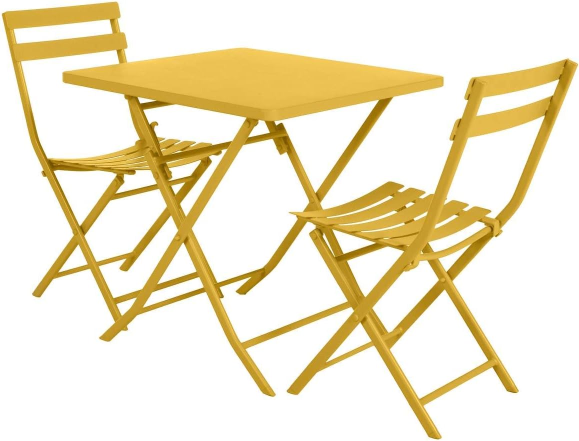 jardinito - Greensboro série - 2 places, acier renforcé, jaune - table pliante