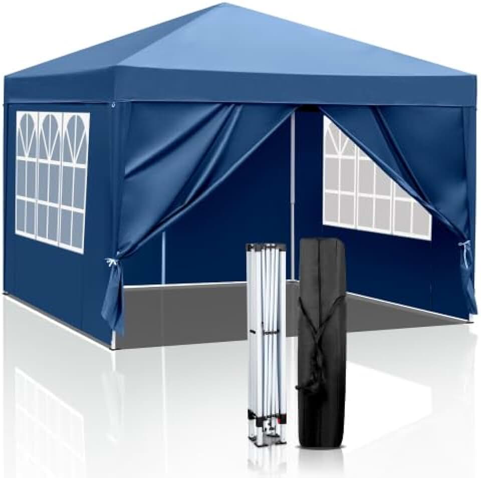 jardinito - tonnelle pliante série 3x3m imperméable, 4 parois, bleu royal