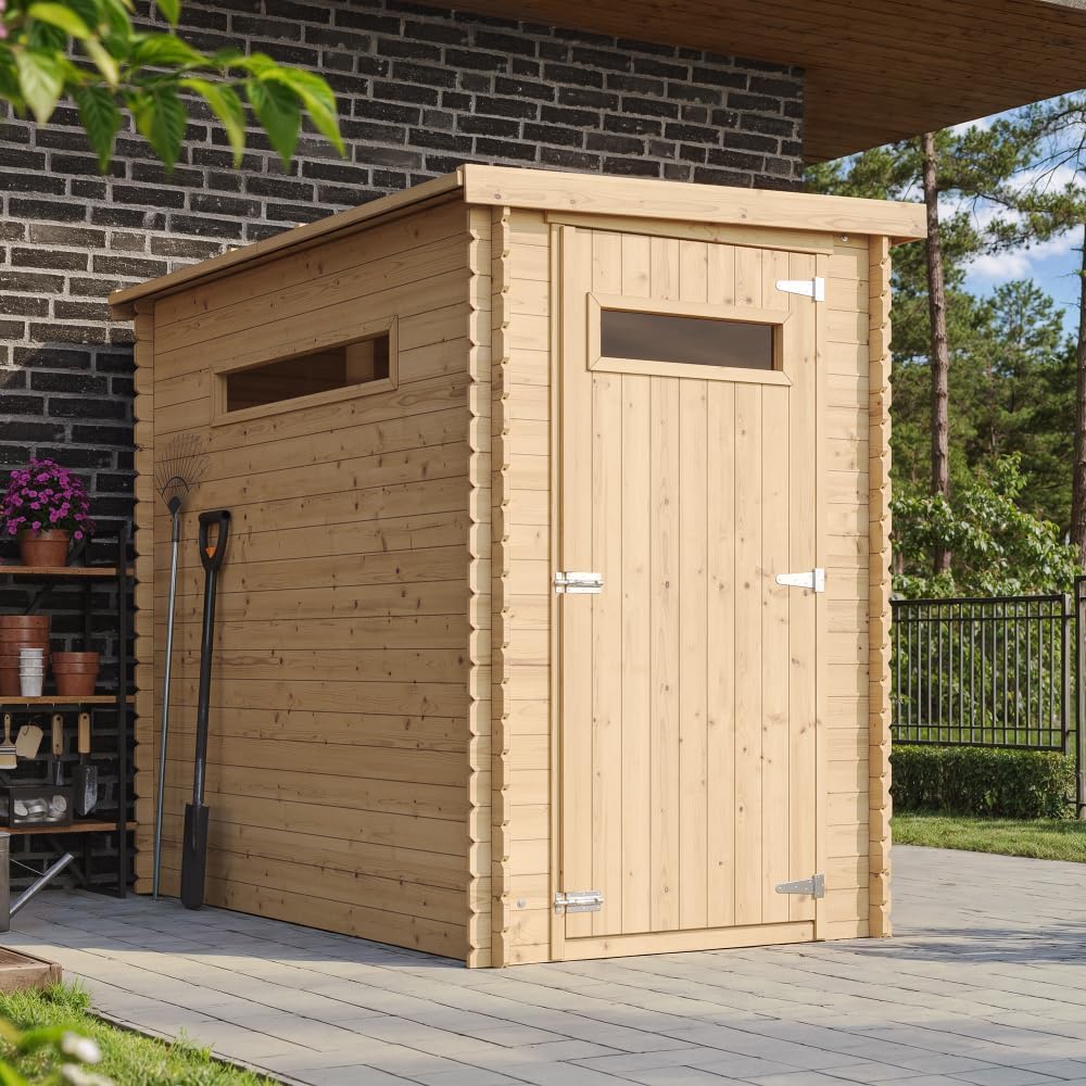 Abri de Jardin en Bois, Petite fenêtre, avec Sol TRAITÉ- Stockage extérieur l239xL144xH198 cm/2.63 m2 - Petit abri à Outils, Local à vélos - Toit imperméable, fenêtres jardinito M306A+M306G