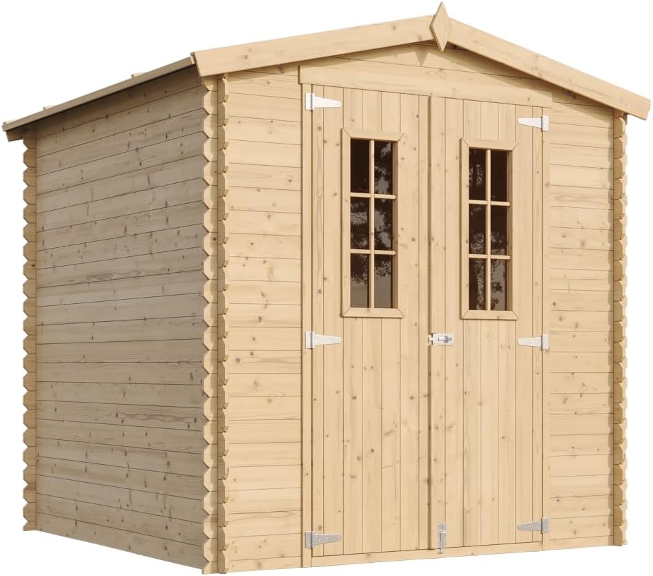Abri de Jardin en Bois - Stockage extérieur I216xL206xH218 cm/ 3.53 m2 Petit abri à Outils, Local à vélos - Toit imperméable, fenêtres jardinito M343C