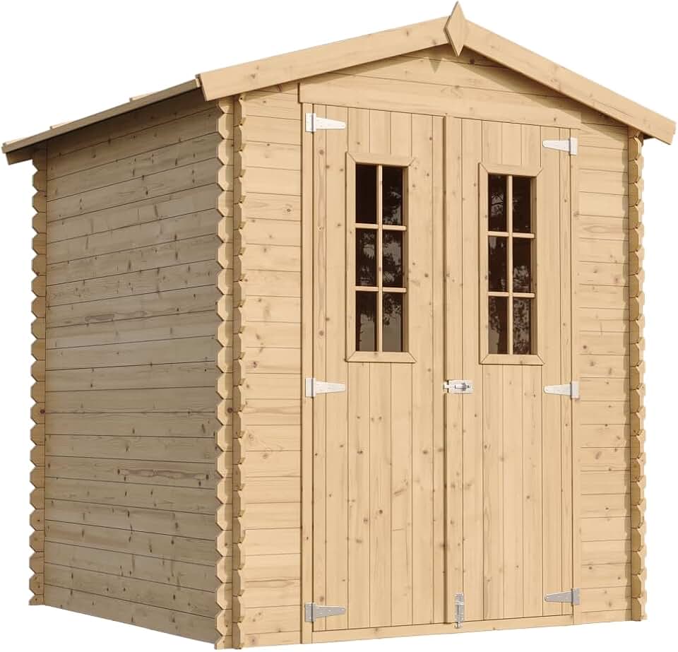 jardinito - Abri de jardin bois traité, 186x196x218 cm, 2,82 m², sol inclus, M320C+M320G
