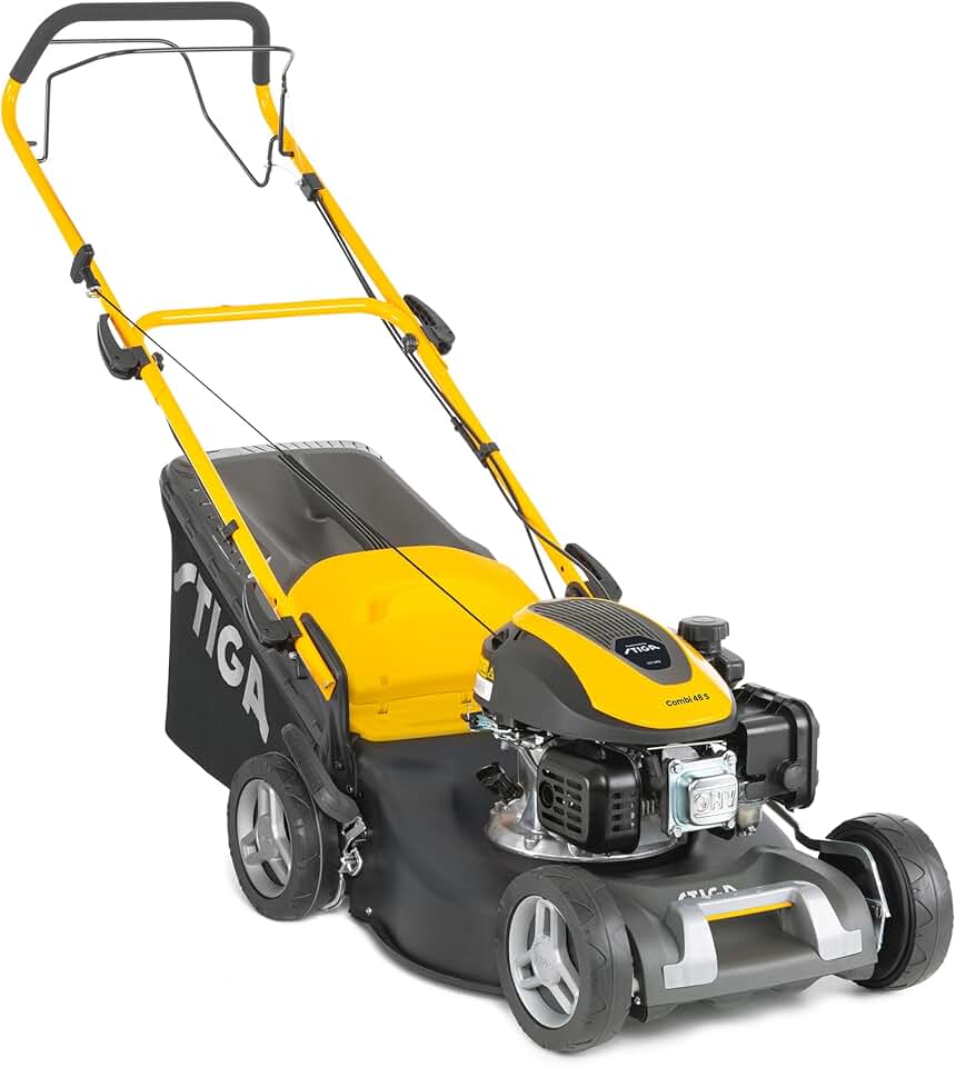 jardinito Combi 48 S Tondeuse Thermique, 139 cm³, 46 cm – Bac 60 L, Mulching Intégré, Réglage 6 Positions – Pelouses Jusqu’à 1 200 m², Gris