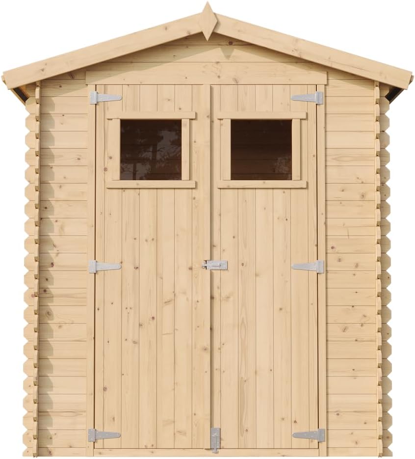 Abri de Jardin en Bois avec Sol TRAITÉ - Stockage extérieur I196xL136xH218 cm/ 1.98 m2 Petit abri à Outils, Local à vélos - Toit imperméable, fenêtres - jardinito M367