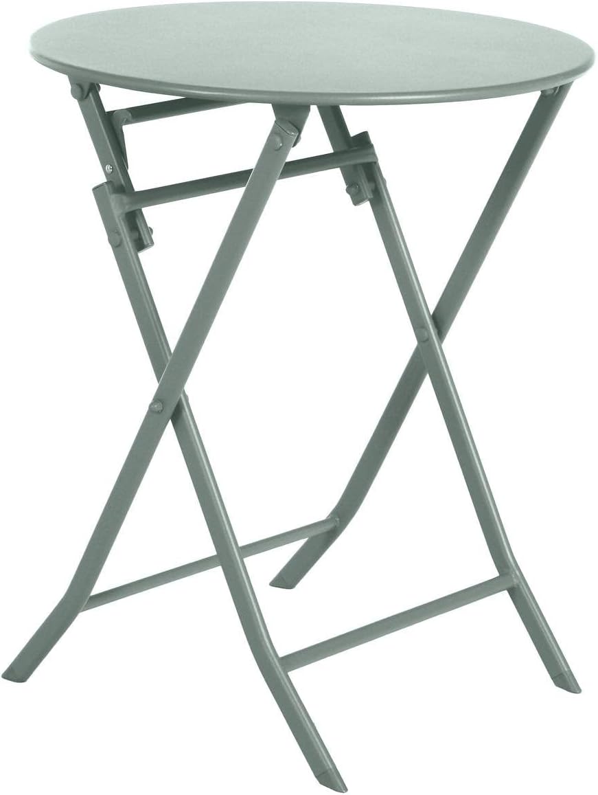 jardinito - Greensboro - Ø60 cm - Table de jardin pliante acier vert 2 places