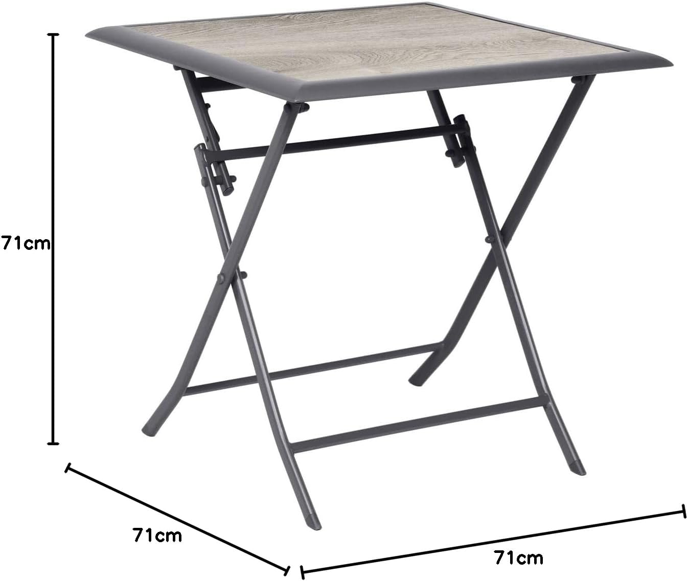 jardinito - Azua table pliante carrée 2 places gris aluminium