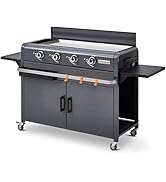 jardinito - Plancha Lola à gaz sur Chariot équipé Gun Metal - 4 brûleurs à gaz - jusqu'à 14 convive...