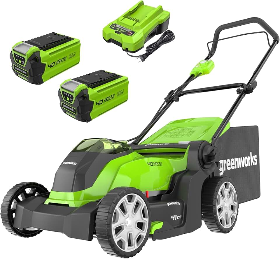 jardinito G40LM41K2X Tondeuse à Gazon sans Fil pour Pelouses Jusqu'à 500m², Largeur de Coupe 41 cm, Sac de 50L, INCLUS Deux Batteries 40V 2Ah et Un Chargeur, Garantie 3 Ans