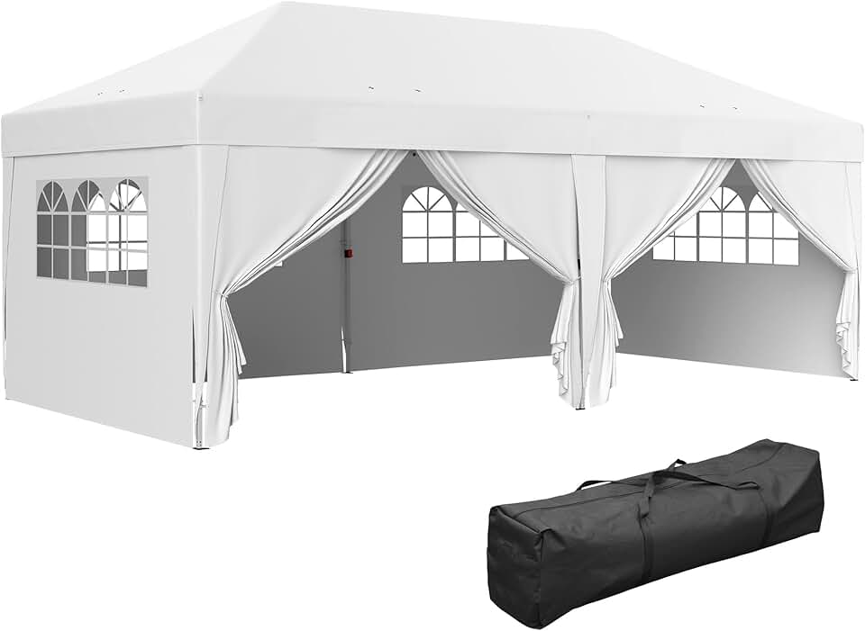 jardinito - Tonnelle pliante série jardin 3x6m, 6 parois, sac inclus