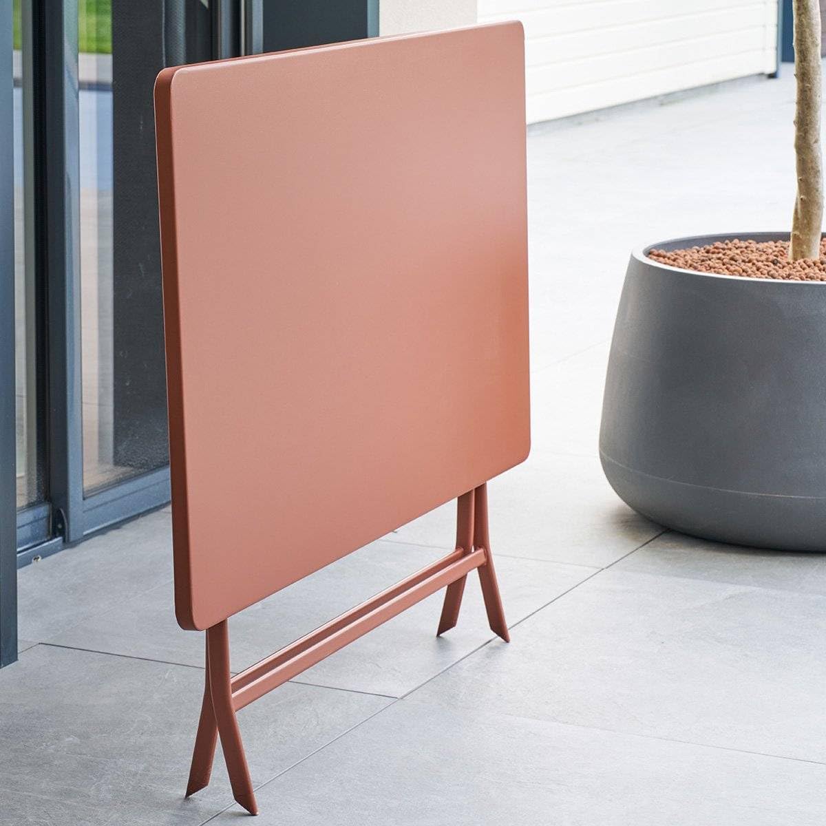 jardinito - Greensboro - 110x70 cm - table pliante 4 places acier acajou