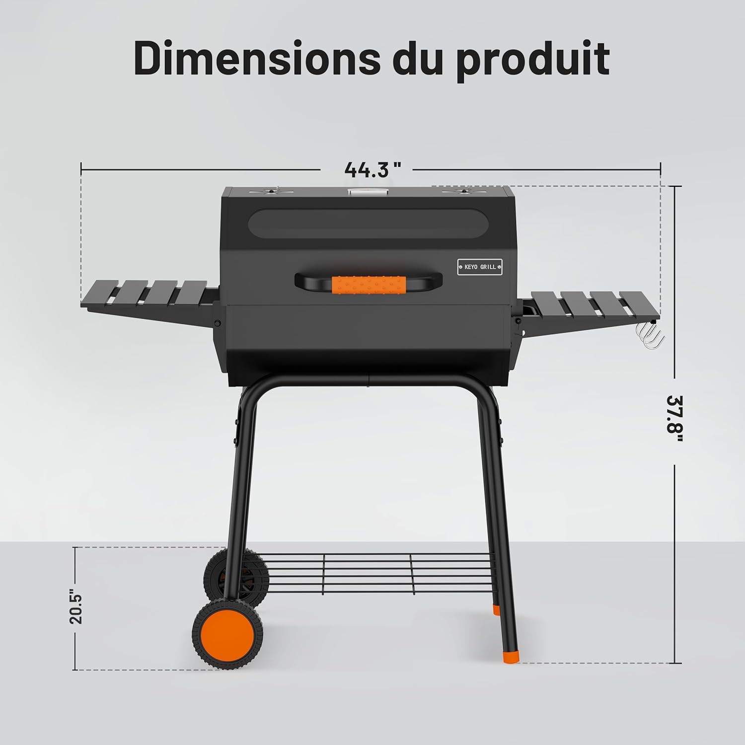 jardinito 23 pouces barbecue pentagonal, chromé, 469 Sq In-23 Pouces