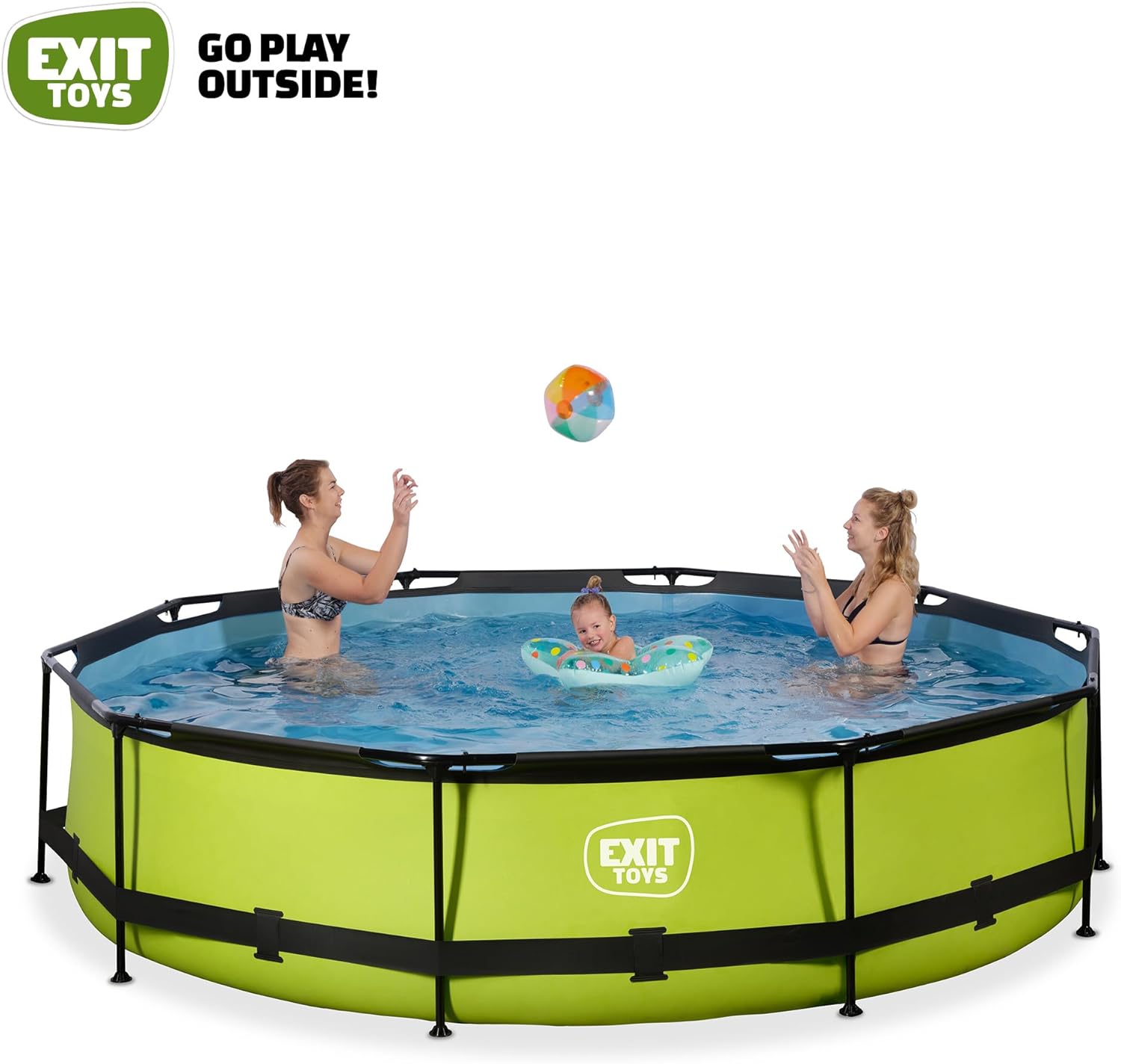 jardinito Piscine Tubulaire Lime - ø360x76cm - Piscine Hors Sol Ronde Grande avec Pompe Filtrante à Cartouche - Entrée Basse - Idéal pour Les Jeunes Enfants - Cadre Stable - Design Unique - Vert