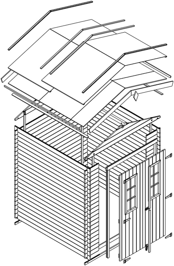 Abri de Jardin en Bois - Stockage extérieur I186xL196xH218 cm/ 2,82 m2 Petit abri à Outils, Local à vélos - jardinito M320C