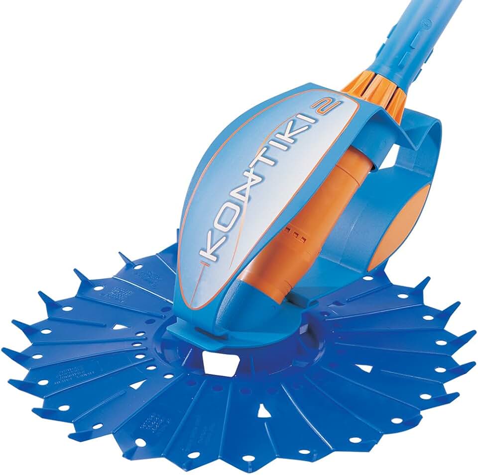jardinito Robot Nettoyeur de Piscine Hydraulique, Fond Seul, pour Piscines 8 x 4 m Maximum, Aspiration à Diaphragme, Kontiki 2, Bleu/Orange, W70478