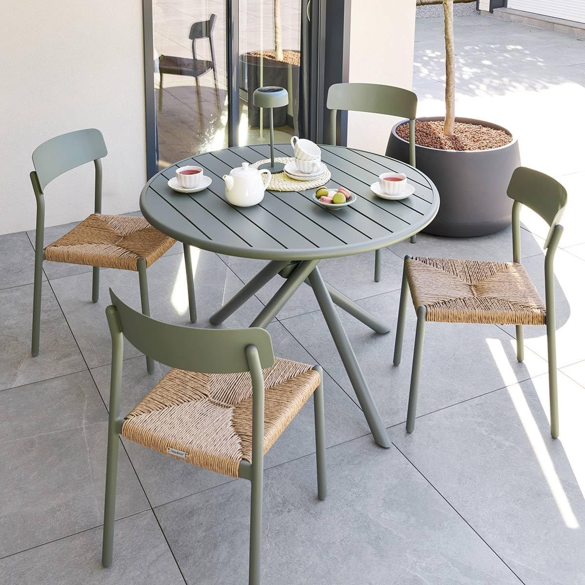 jardinito - Nebullia Table Jardin 4 places 105cm Vert Laurier