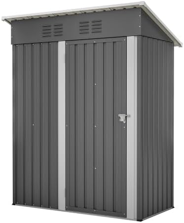 Abri de jardin métal - toit plat - 152x84x182cm - porte verrouillable