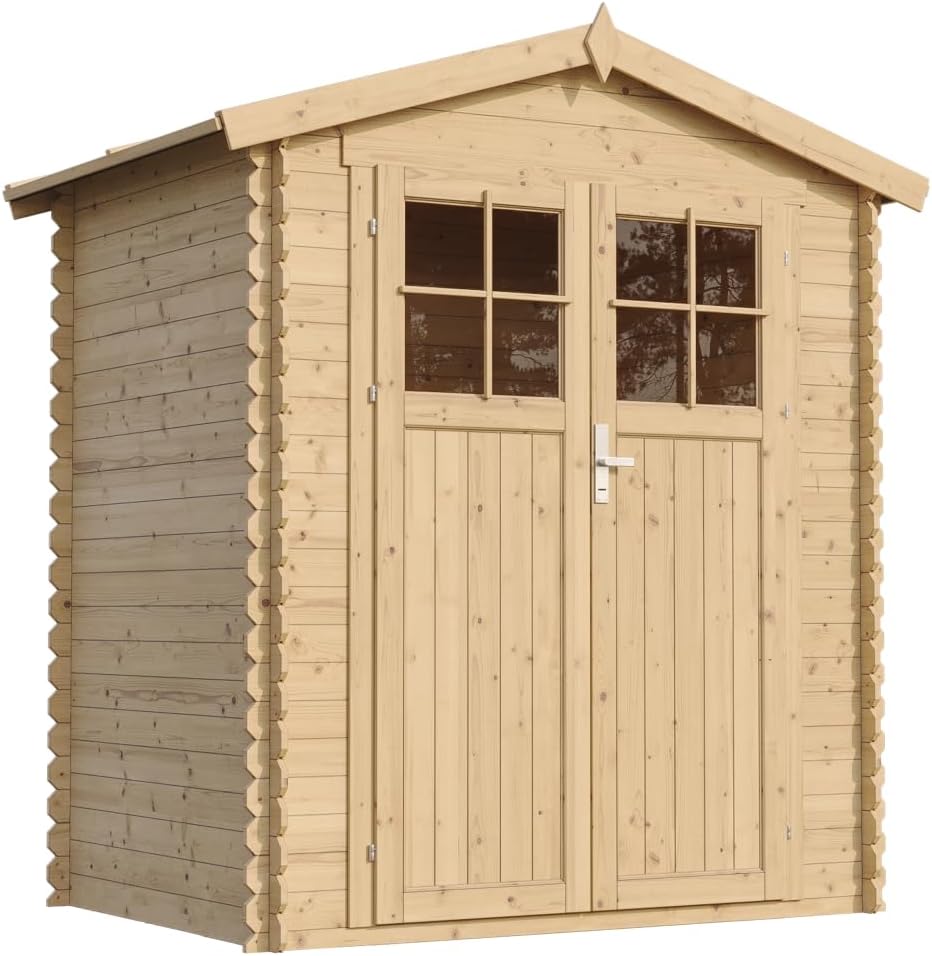 Abri de Jardin en Bois avec Sol TRAITÉ - Stockage extérieur I196xL136xH218 cm/ 1.98 m2 Petit abri à Outils, Local à vélos - jardinito M367F+M367G