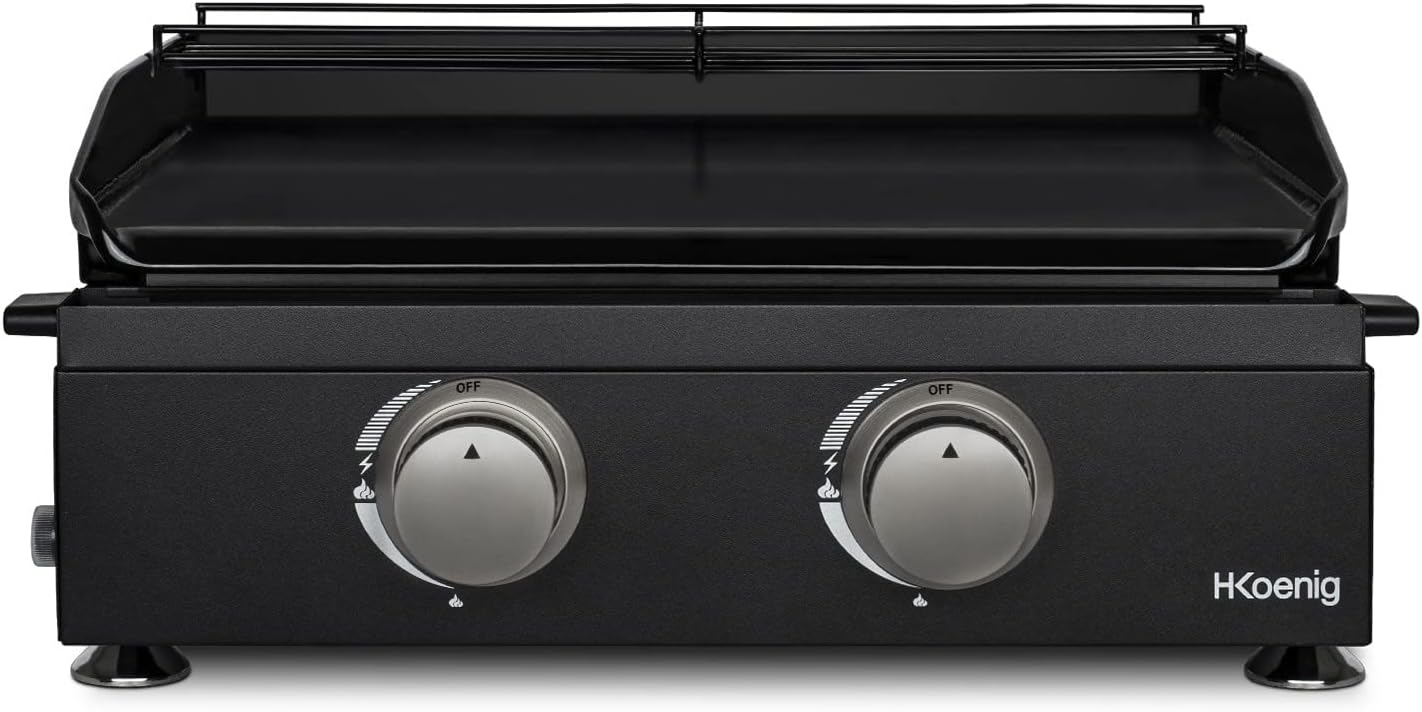 jardinito - plancha gaz 2 brûleurs - acier inox, fonte, jusqu'à 350°C - PLX1022
