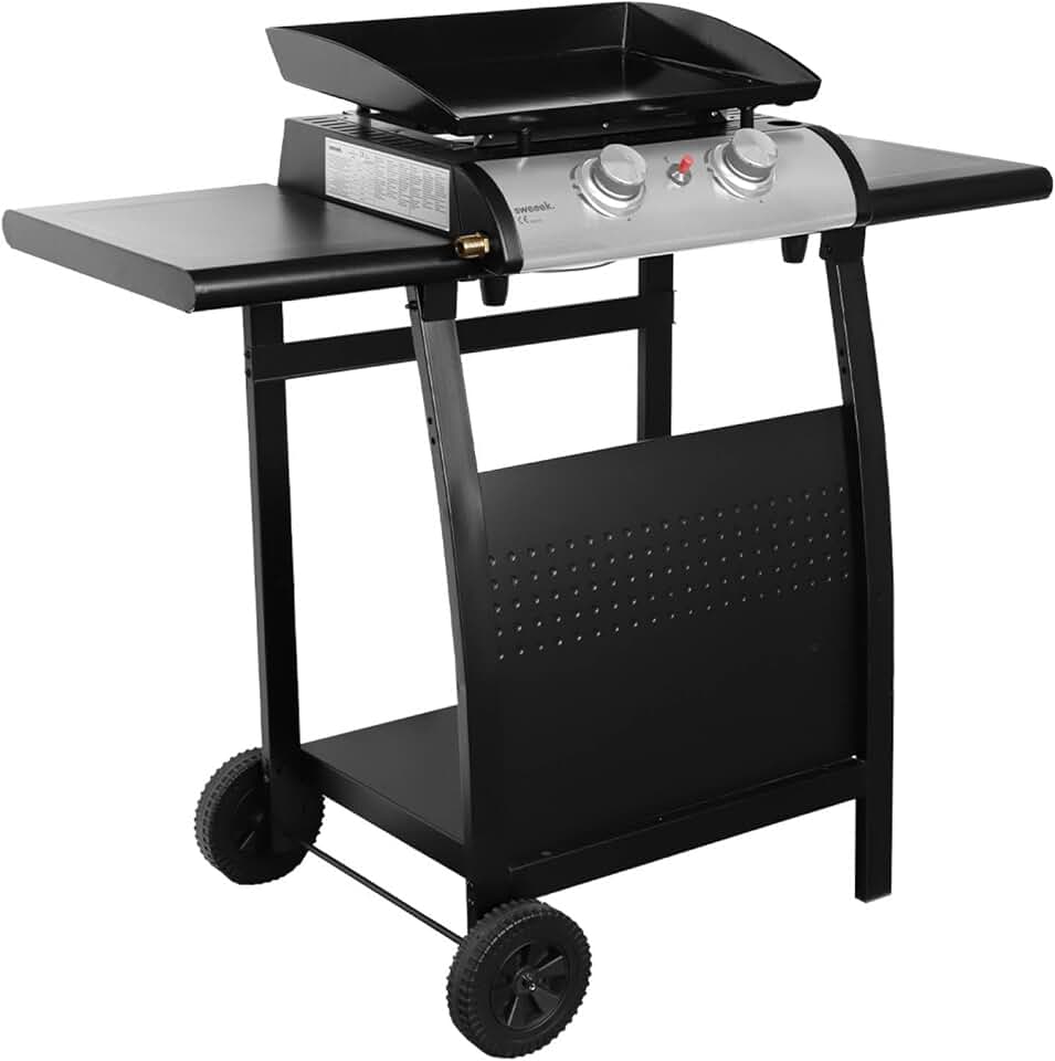 jardinito - Porthos série - plancha 2 brûleurs, inox, 5kW, plaque émaillée
