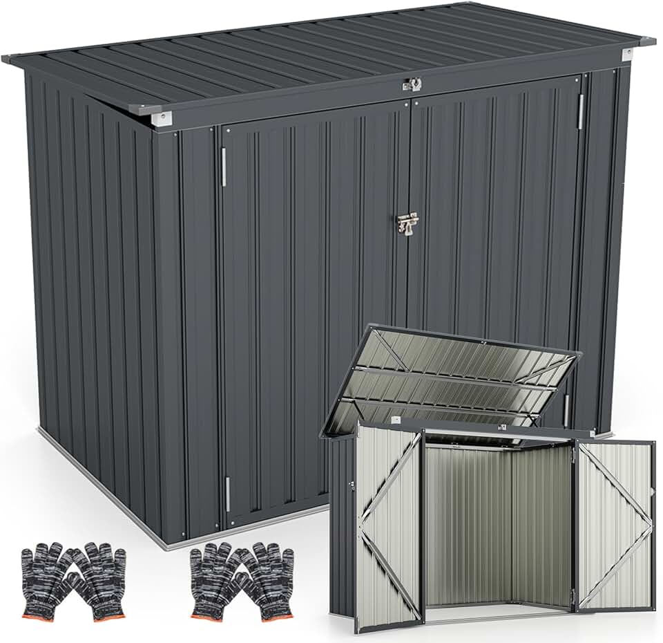 jardinito - Abri de jardin métal - 172x100x129 cm - 2 portes, couvercle relevable