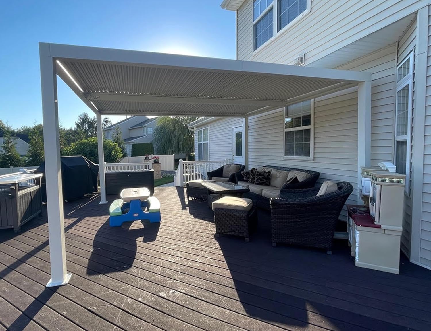 jardinito - pergola bioclimatique - 4,6x3,3 m - alu, lames orientables, éclairage intégré