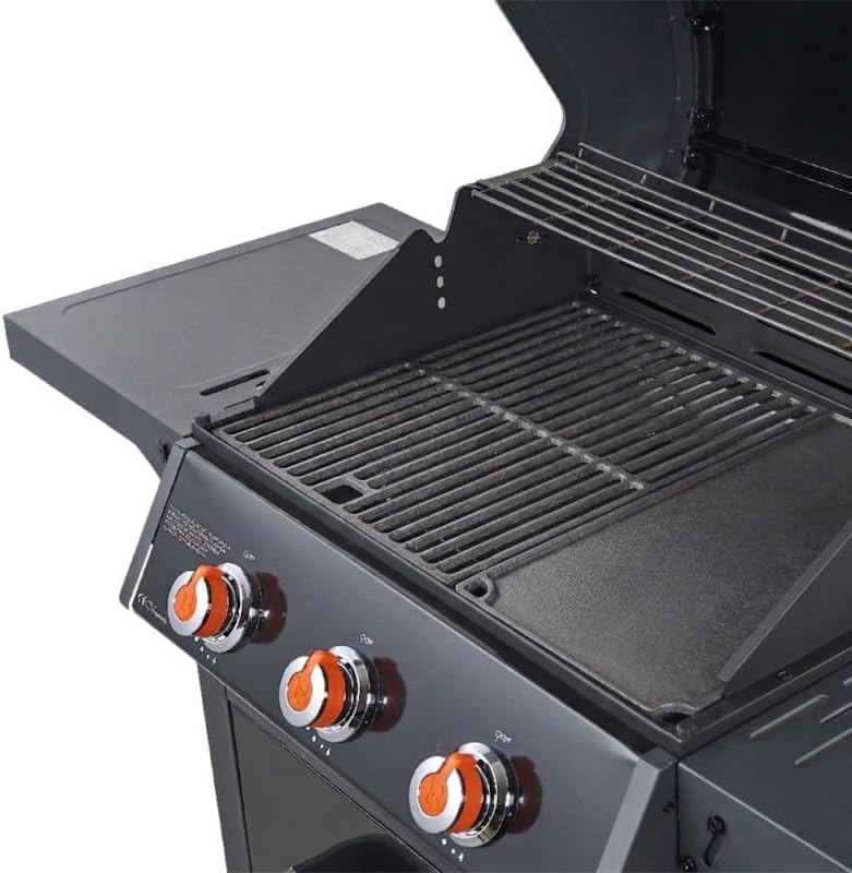 Favex - Spring II - barbecue gaz 3 brûleurs 9,95 kW, mixte grille & plancha, EASY CLEAN, tablettes rabattables, jusqu'à