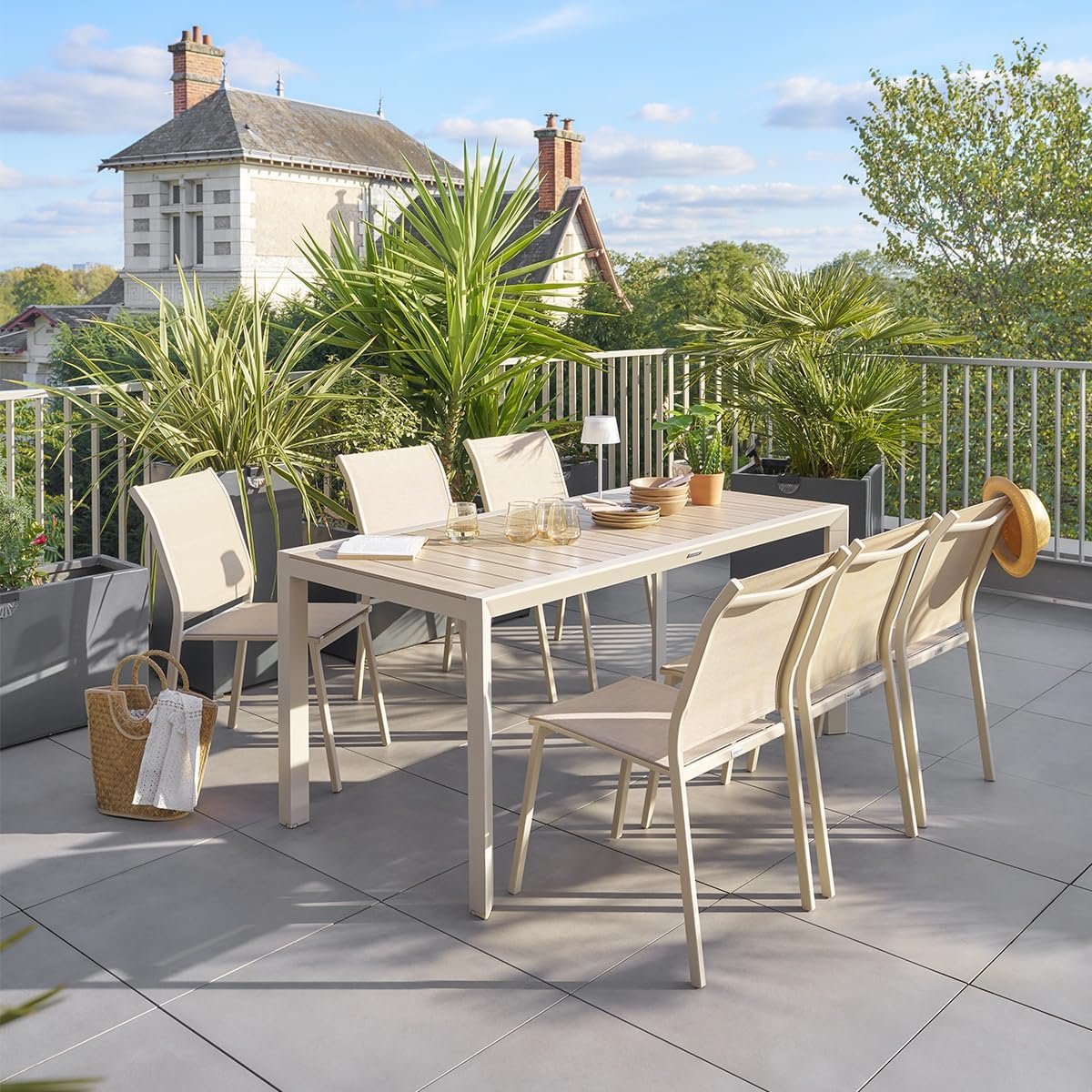 jardinito - Evasion 6 places - aluminium effet bois lin et argile