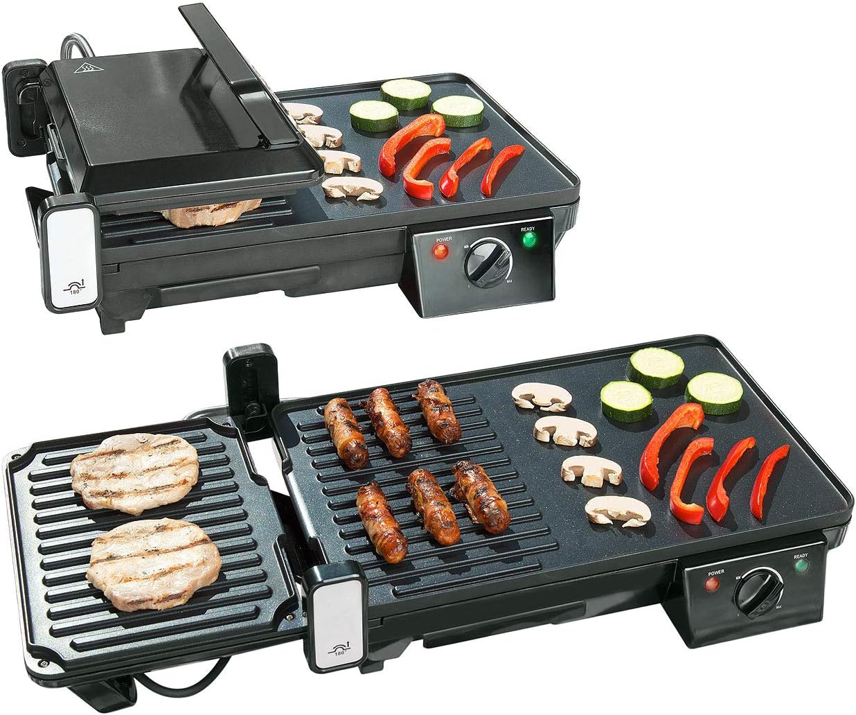 jardinito - grille-plancha 2 en 1 2000W - table - cuisson rapide