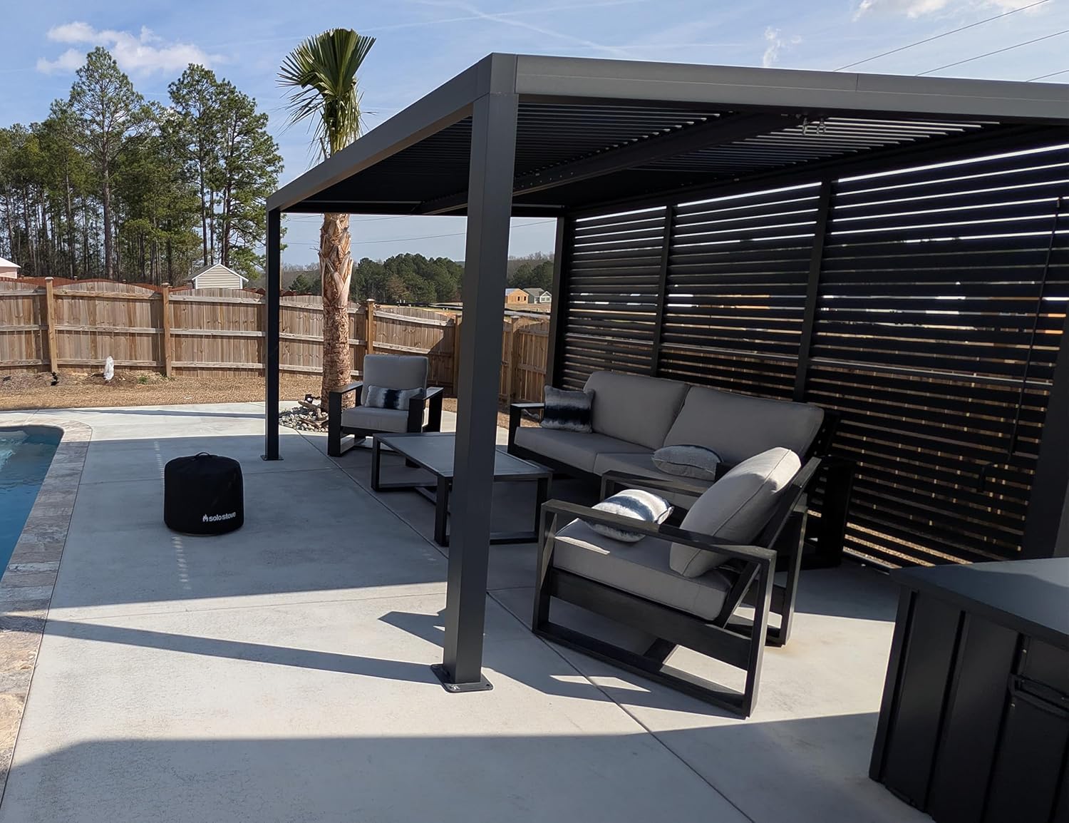 jardinito - Pergola bioclimatique - 4,24x3m - aluminium, persienne fixe, lames orientables