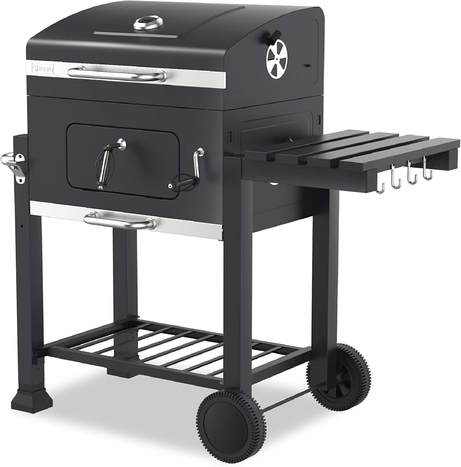jardinito - Toronto Click - barbecue charbon acier anthracite inox, compact