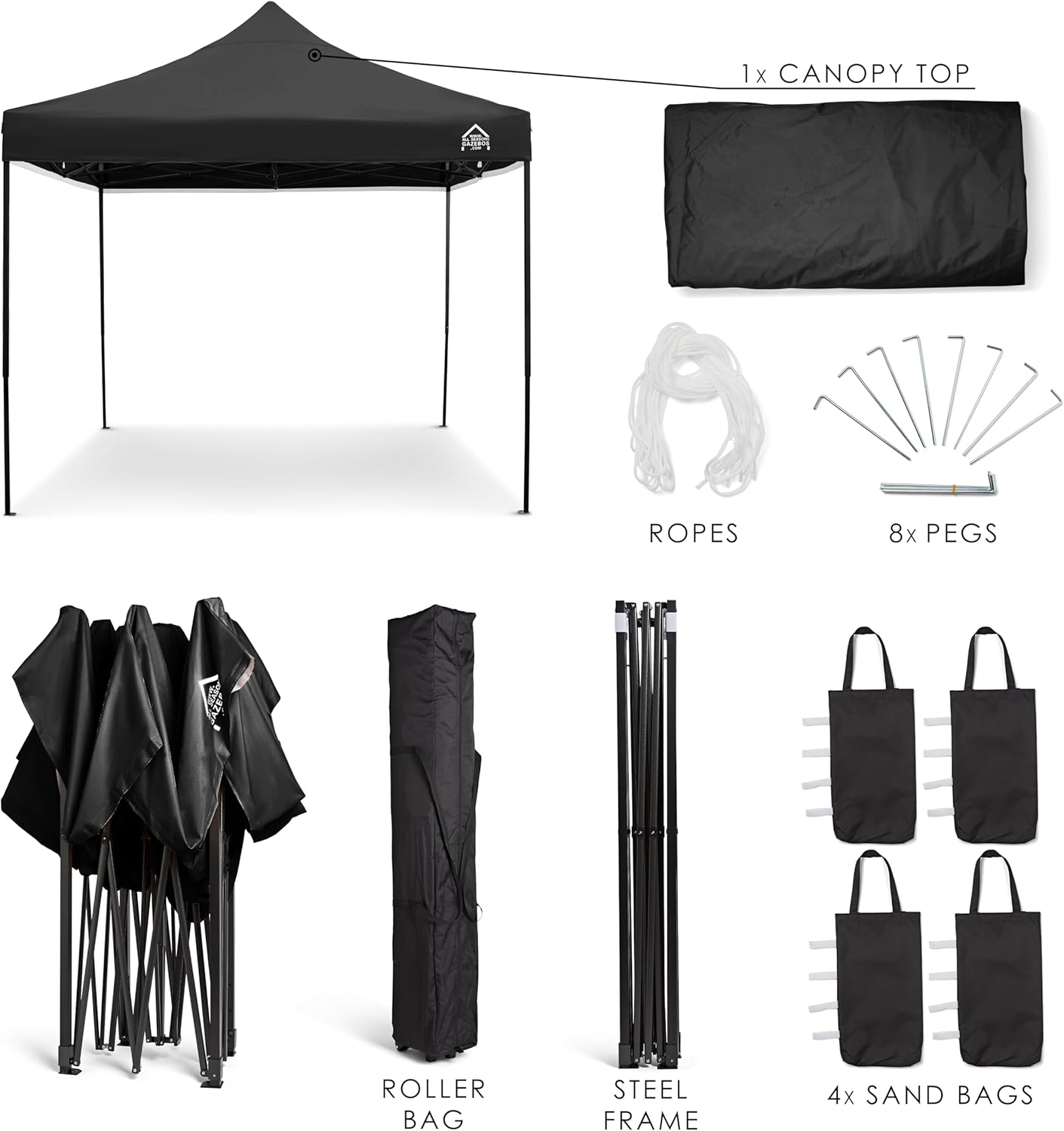 jardinito - Tonnelle pliante série standard - 3x3m - robuste, étanche, accessoires inclus