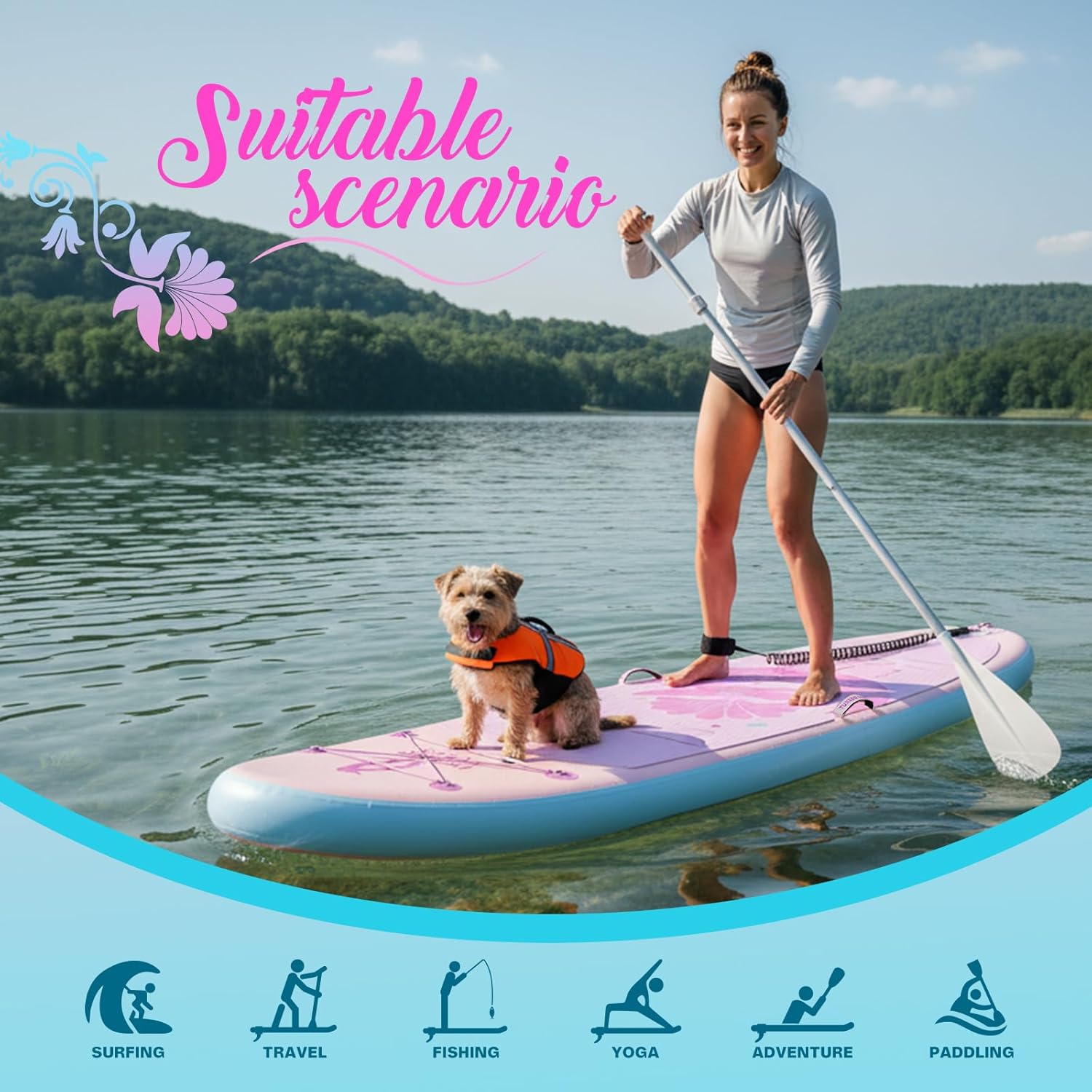 jardinito - Paddle Gonflable Adulte - planche SUP - accessoires complets - dimensions standards