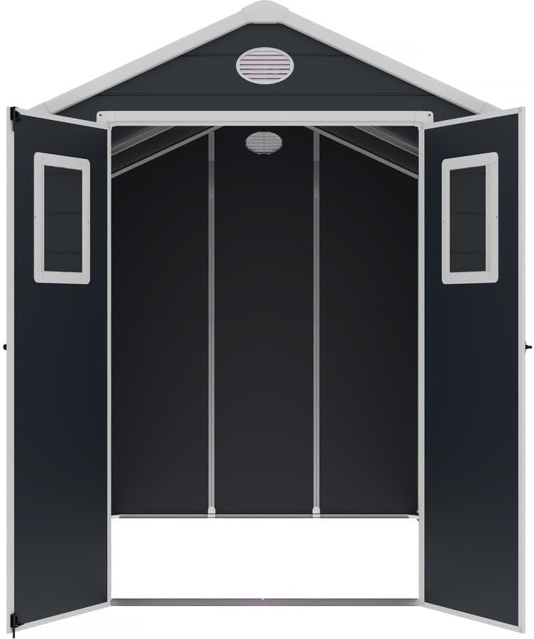 jardinito - Abri de Jardin Résine Texas 5.23 m² Anthracite - Ancrages Intérieurs - Antirouille/Anti-UV