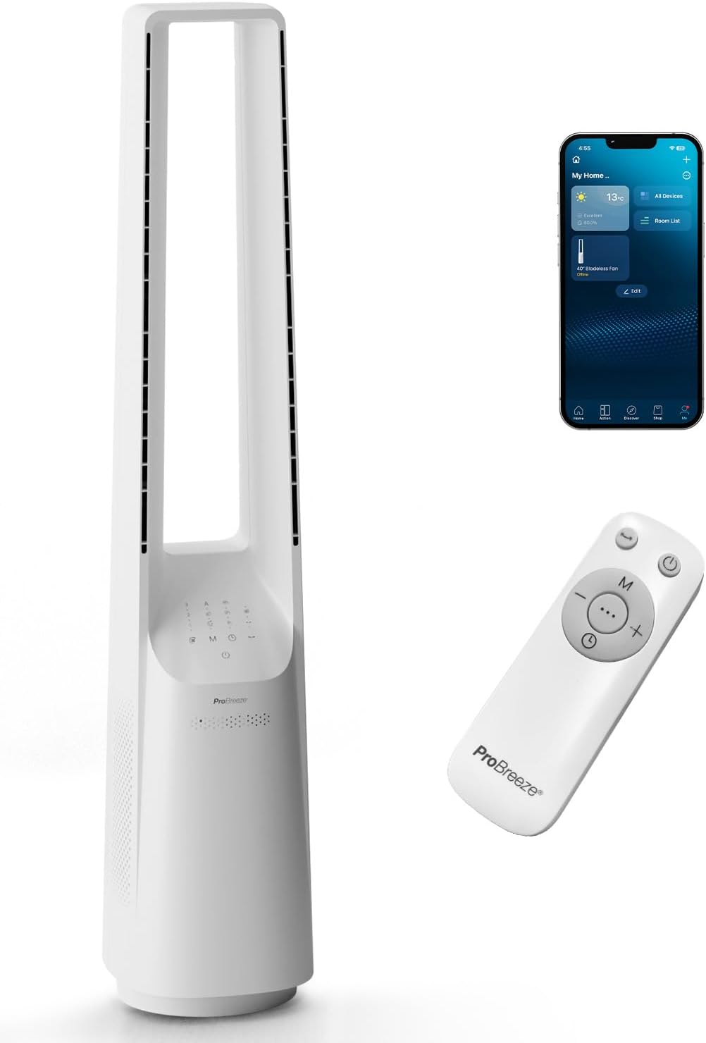 jardinito - Ventilateur Tour WiFi Intelligent 101cm - Silencieux, LED, télécommande, 6 vitesses, oscillation