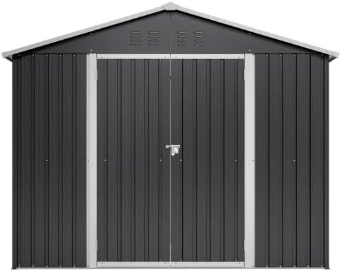 Abri de jardin métal - 240x192x191 cm - porte coulissante, 4 aérations, résistant intempéries
