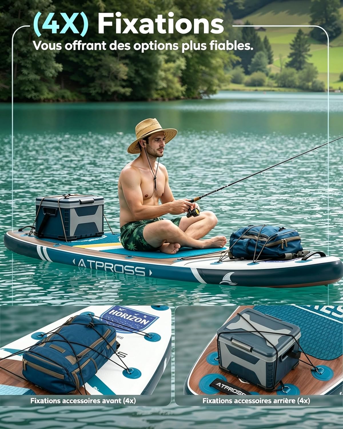 Stand Up Paddle Gonflable Adulte avec Siège Kayak & Accessoires, 320x84cm Planche de Sup Extra Large pour 2 Personnes, Charge 200kg, Kayak Gonflable 2 Places Stable et Antidérapant pour Surf