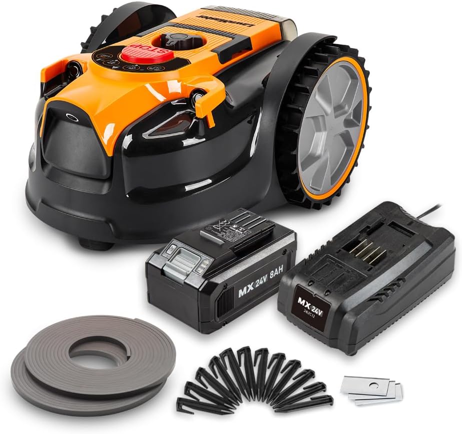 Robot tondeuse autonome 24V 8Ah, sans fil périmétrique, simple usage