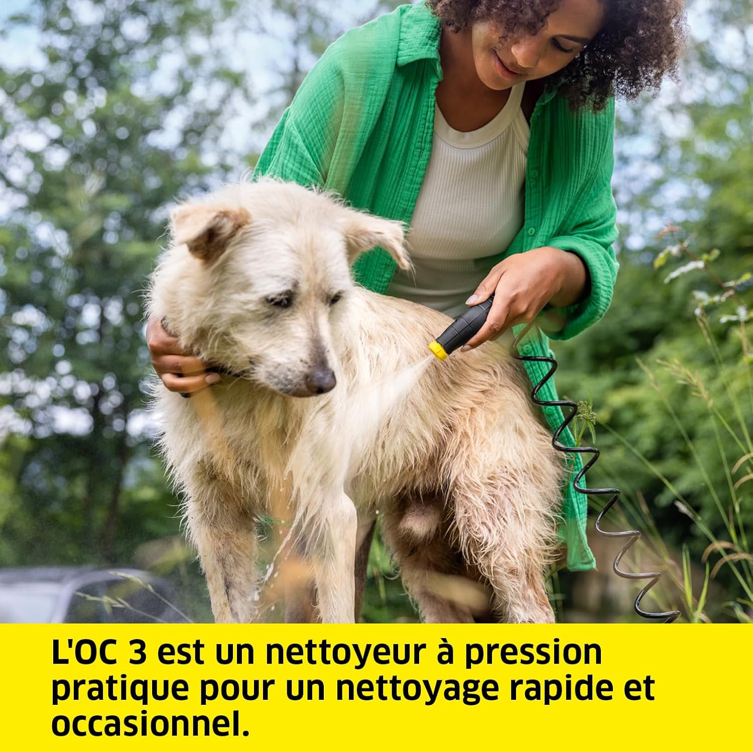 jardinito Nettoyeur à Pression Mobile OC 3 + Kit Animaux, Débit : 2 L/h, Réservoir : 4L, Tuyau : 2,8 m, Buse à Jet Plat, Buse Conique, Brosse Pet, Serviette pour Animaux Domestiques, Boîte de Rangement