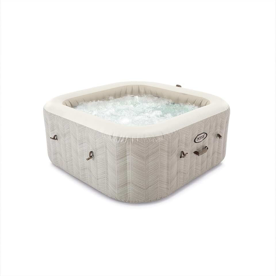 jardinito - Spa Gonflable Chevron Deluxe - 175x175x71 cm - 4 places, chauffage 2200W, bulles, chlorateur, filtre S2 - 55092