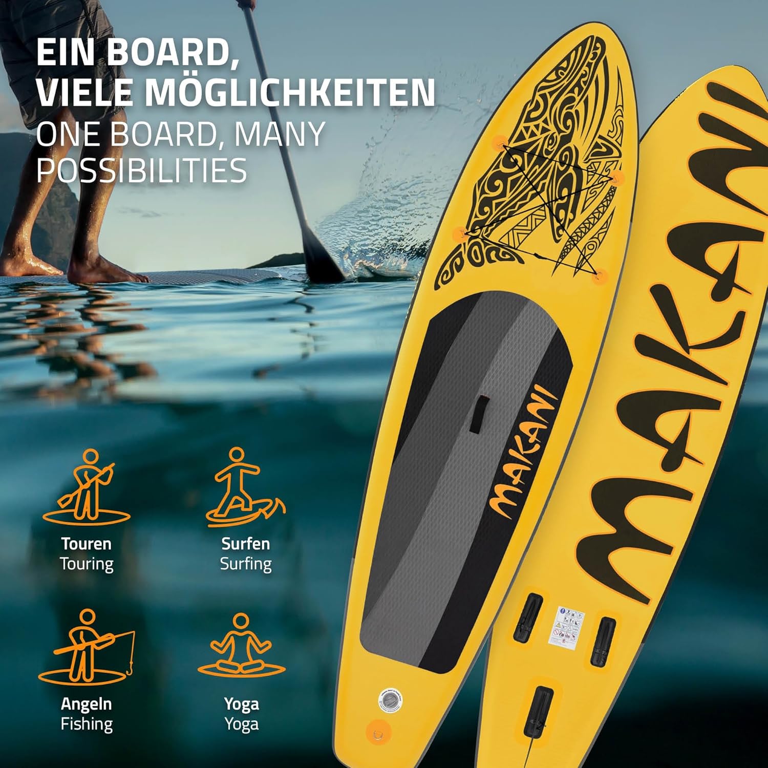 jardinito - stand up paddle série gonflable - 305/308/320/380 cm - PVC, 120/150 kg, 10/15 cm épaisseur