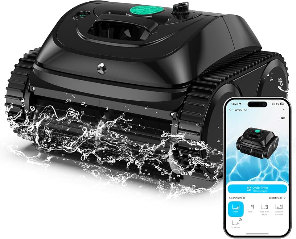 jardinito C1 Robot Piscine Fond et Parois 150 Min Aspirateur Piscine avec Planification Intelligente des itinéraires, Nettoyage entièrement Automatique du Sol, 150m² Nettoyage Rapide(Vert Noir) Certifié ClimatePartner